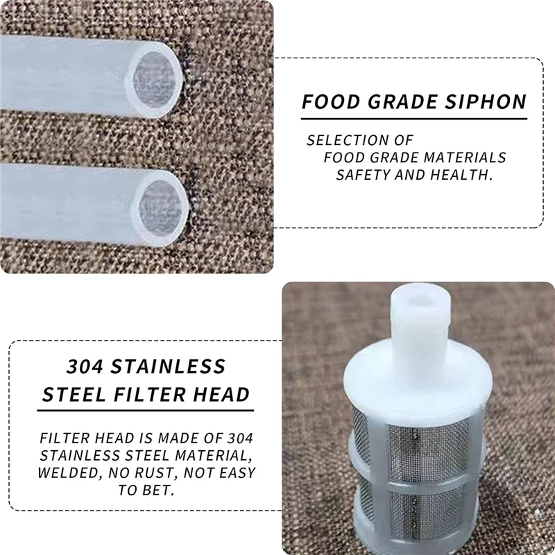 

ABYN-2PCS Siphon Tube Pipe Hoses, Homemade Wine Tube Filter, Wine And Beer Dispensing Equipment, 2.5M Upgraded Silicone Tube Dur