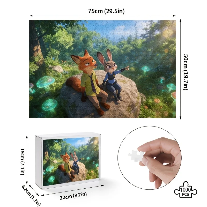 Puzzle affiche Disney Zootopia Judy Hopps et Nick Wilde, 1000 pièces |   Idéal pour le divertissement à domicile, la décoration de la maison, les cadeaux, Suita