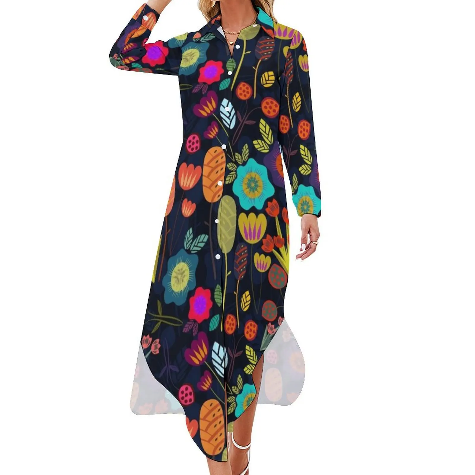 

Magical night garden Long Sleeved Shirt Dress long dress women woman dress clothes ladies dresses for special occasions