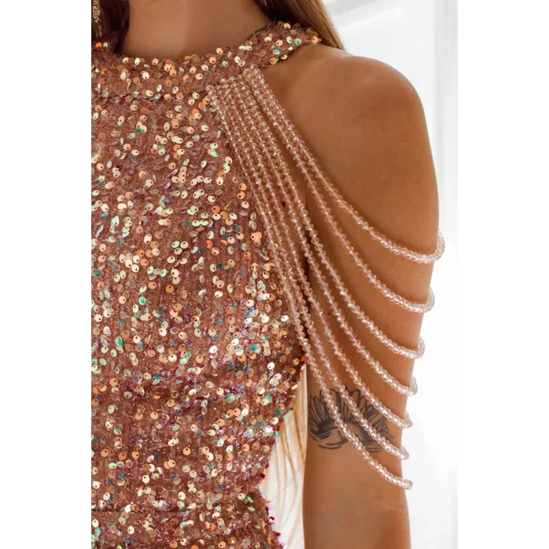 MOONBIFFY Off Shoulder Women Gold Sequin Short Dresses for Party Bodycon Dress Ladies Sexy shimmer Glitter Evening Dress