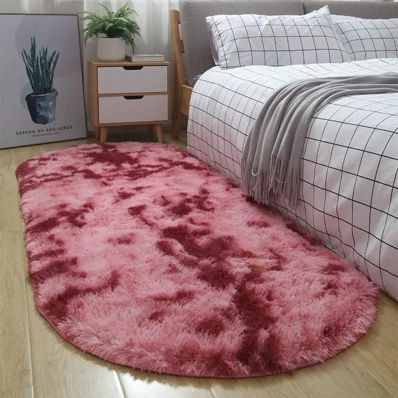 

1Pcs 60x160cm Thick Oval Gradient Carpet Nordic Style Minimalist Plush Rug Crawling Carpets Home Bedside Bedroom Mat