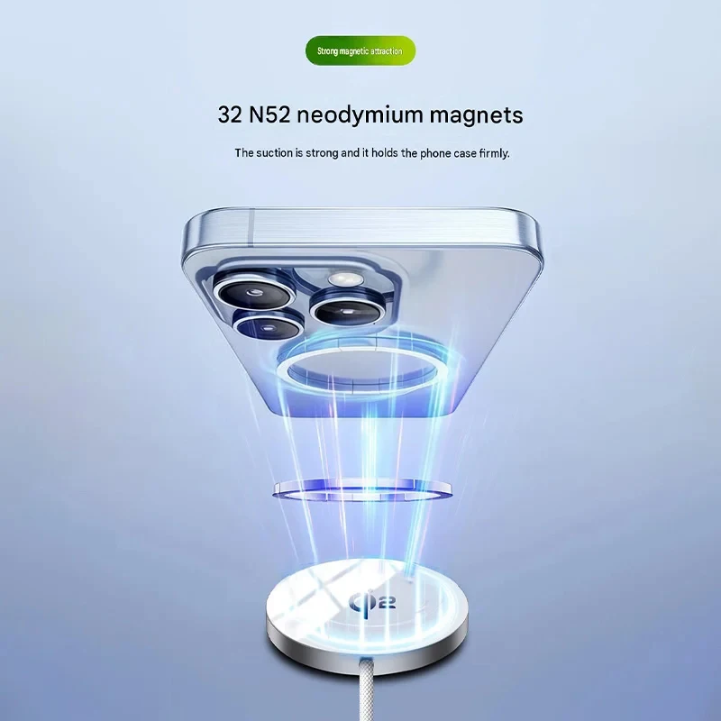 Qi2.2 Wireless Chargers 25W Magnetic Induction Fast Charging For Magsafe IPhone17 16 15 ProMax‌ 5W Airpods Series Xiaomi Samsung