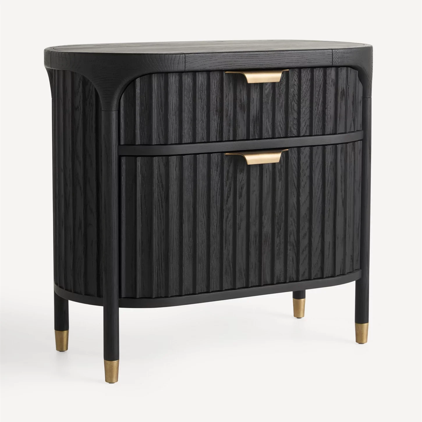 Comodino con pannello scanalato in legno di frassino, tavolino per mobili da camera da letto