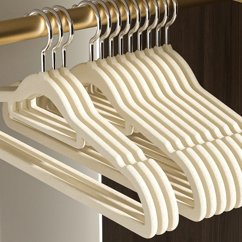 10Pcs Velvet Non-Slip Hangers Non-Trace Flocking Rack Space Saving Hangers Space Saving Clothes Hanger Set closet organizer