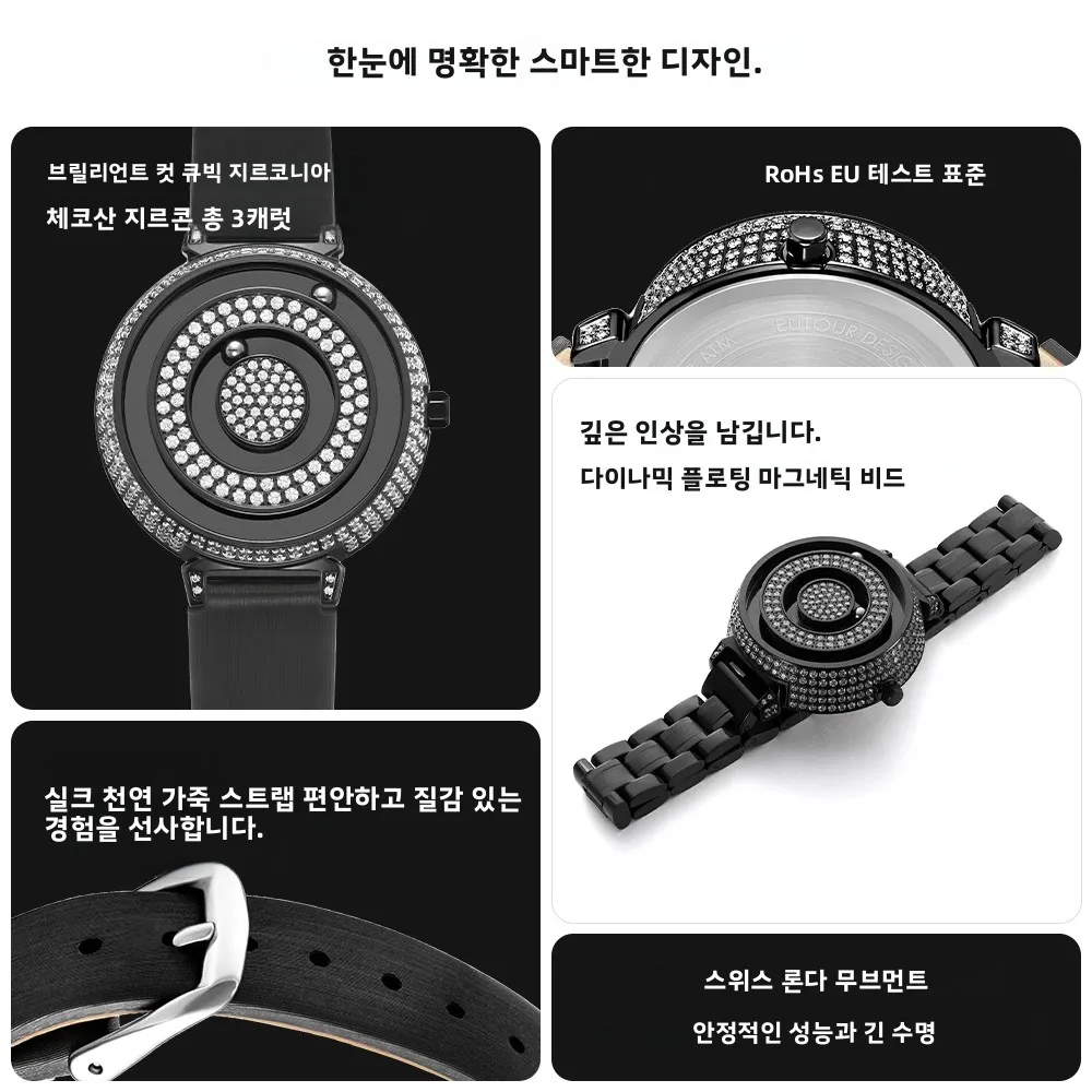 EUTOUR nuevo reloj magnético de diamantes para mujer, reloj de cuarzo resistente al agua de moda de lujo, reloj informal para chica de negocios con