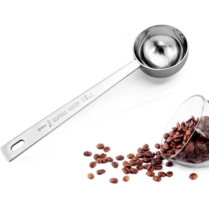 Coffee Measuring Scoop 1 Tablespoon Long Handle Stainless Steel Spoon For Coffee, Milk Powder, Fruit Powder, Set Of 5