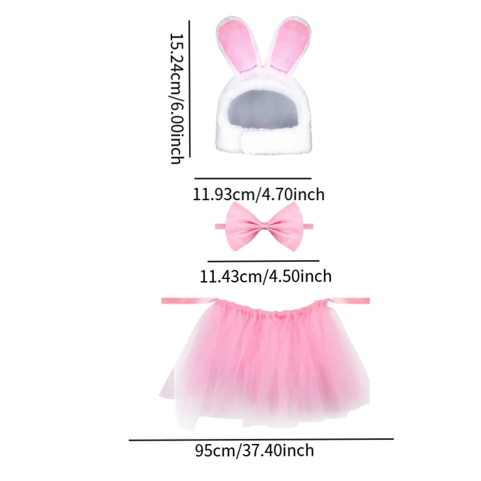 3x Pet Bunny Costume Set Outfits Accessory Lovely Bunny Ears Ornament Cosplay Fancy Dress up for Photo Props Daily Halloween