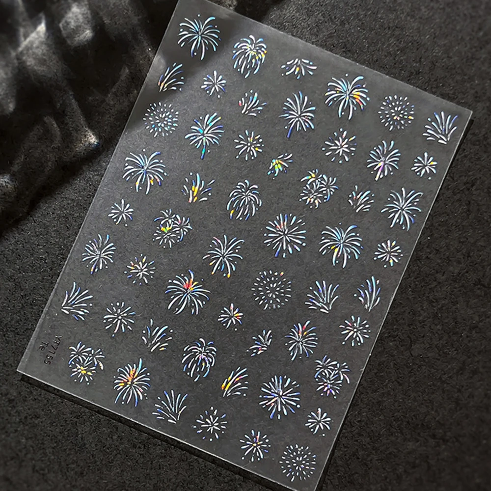 ثلاثية الأبعاد الوردي الأزرق الرائعة الألعاب النارية مسمار الفن ملصقات عيد الميلاد السنة الجديدة المشاعر الشارات الألعاب النارية لاصق المتزلجون مسمار الفن زينة #5