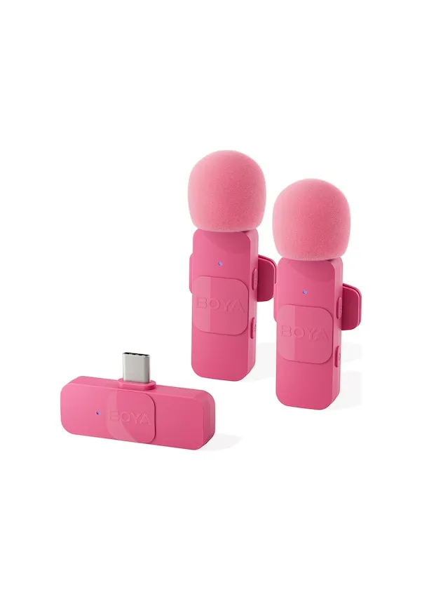 

Boya By-v20-p Tek Tetikleyici-iki 2.4g Kablosuz Mikrofon D12203-4p with 1 Receiver 2 Transmitters 2 Type-C Charging Cables 2.4