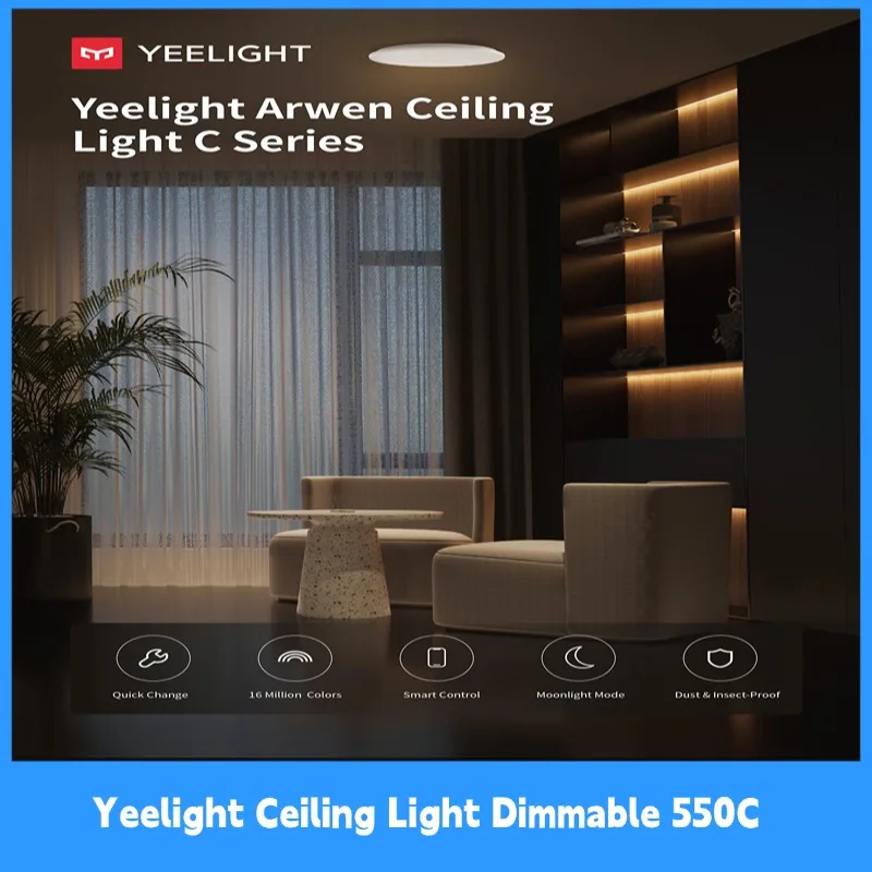 Global Version Yeelight Ceiling Light RGB Dimmable 2700K-6500K Ultra Slim Smart Voice Control