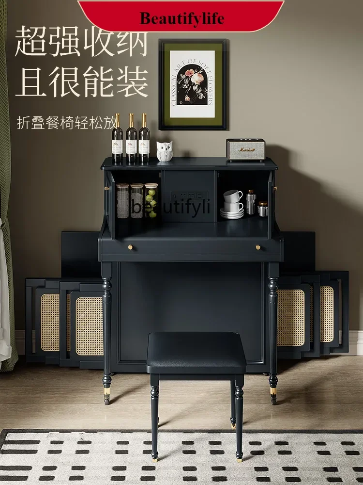 

G1218 French retro style dining table foldable retractable dining table and chair combination dining side cabinet integrated tab