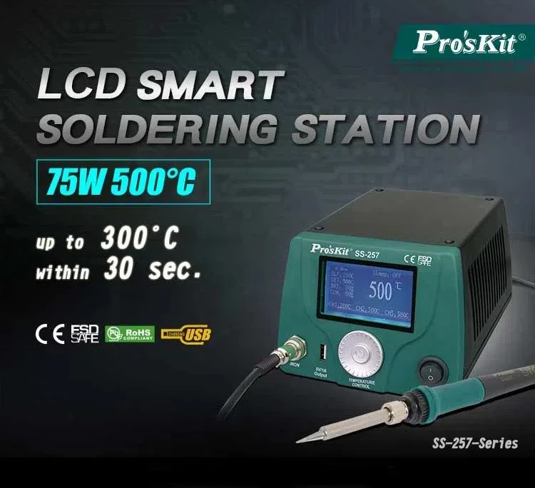 Pro'sKit SS-257H LCD intelligent temperature control digital display welding table 75W constant temperature soldering iron