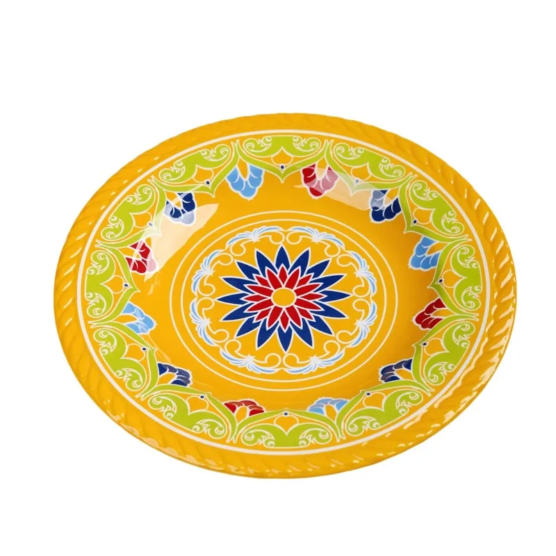 A 5 size melamine board custom floral design color flat plate for hotel catering activities