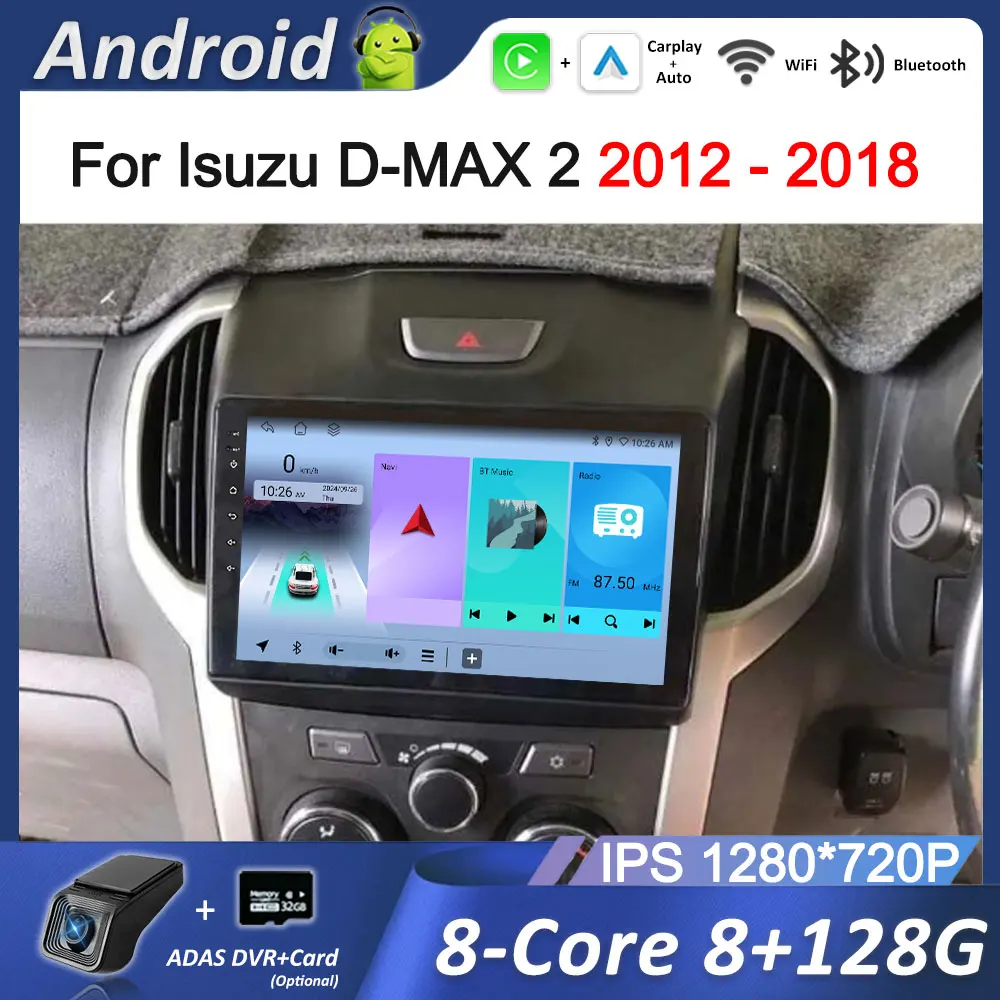 9'' for Isuzu D-MAX 2 2012 - 2018 Android 16 Car Radio Multimedia Video Player WiFi GPS Navi QLED Screen Video Multimedia Player