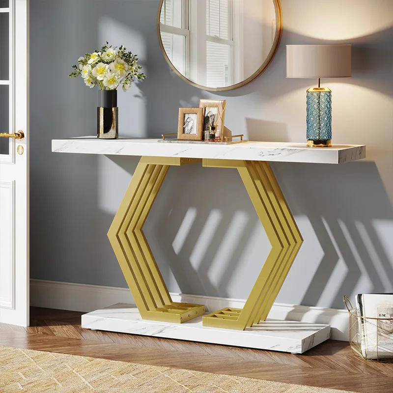 

American light luxury board creative entrance table modern simple entrance entrance corridor living room against the wall end vi