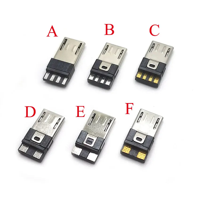 10PCS micro Male 2p/4Pin USB Connectors USB Connector Port Jack Tail Sockect Plug Terminal For Samsung Huawei DIY