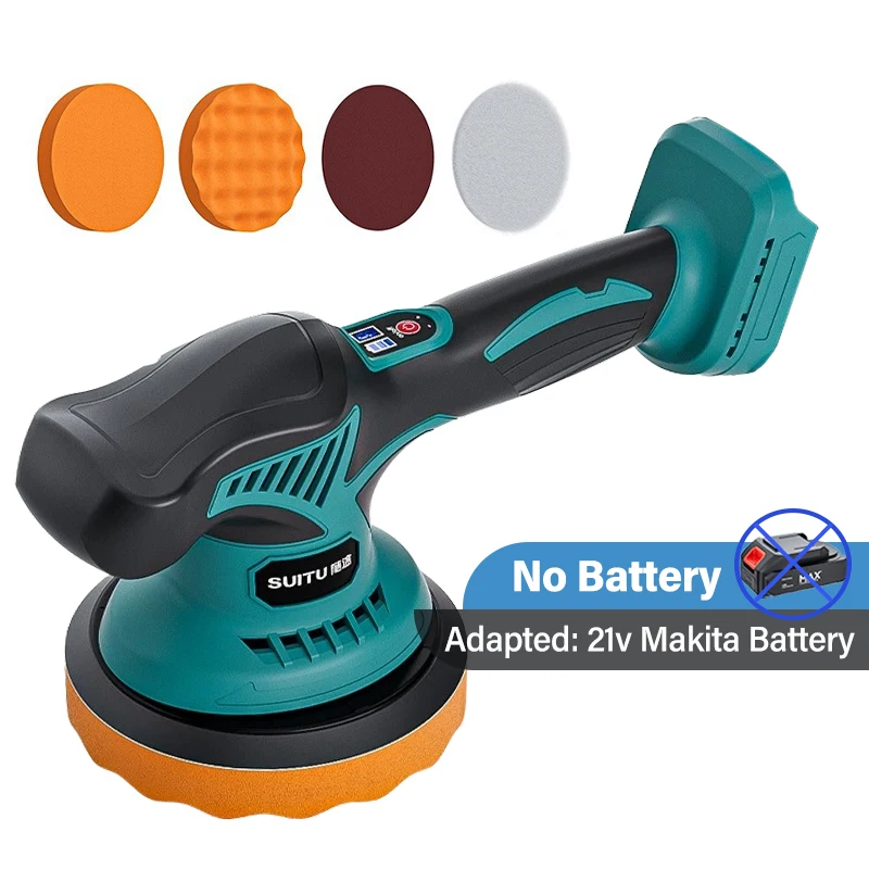 5500RPM Cordless Polisher 8 Gears Rechargeable Car Polishing Machine Electric Rotary Tool For Makita 21V Battery (No Battery)