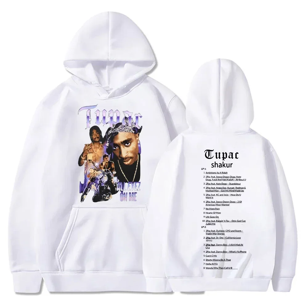 Tupac Hoodies 2pac Sweatshirts Rapper Printed Hoodie Streetwear Y2k Sweater Casual Loose Sweatshirt Autumn Fleece Pullover Hoody