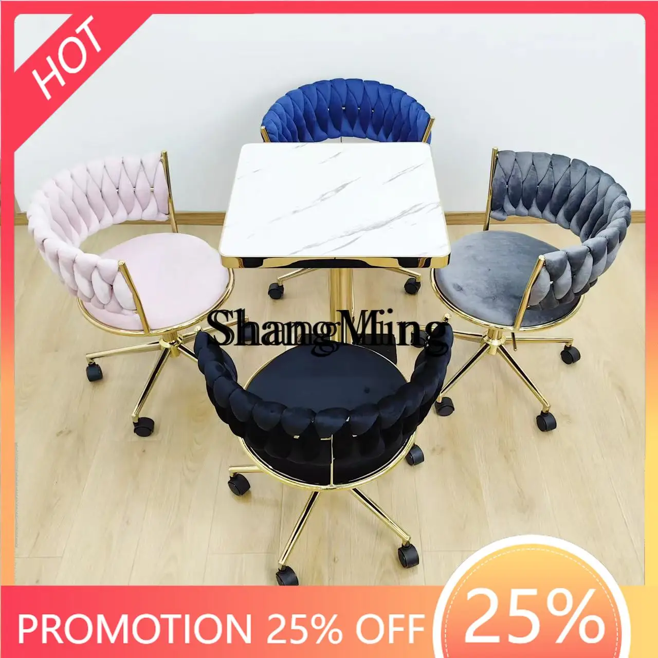 

FG Hotel Cafe's new light luxury table and chair combination luxury velvet negotiating table set