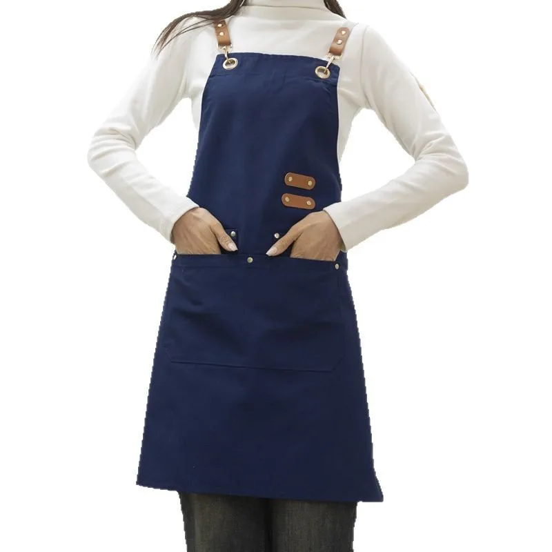 مريلة قماش مقاومة للماء شديدة التحمل للمطبخ والطبخ والخبز والطهاة للجنسين ملابس عمل للبالغين متينة للاستخدام المنزلي والمطعم والمقهى #3