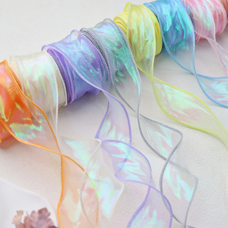 About 9Meters Fishtail Yarn Ribbon Cake Bow Headpiece Gift Baking Embellished Ribbon Flower Packaging Floral Yarn Ribbon