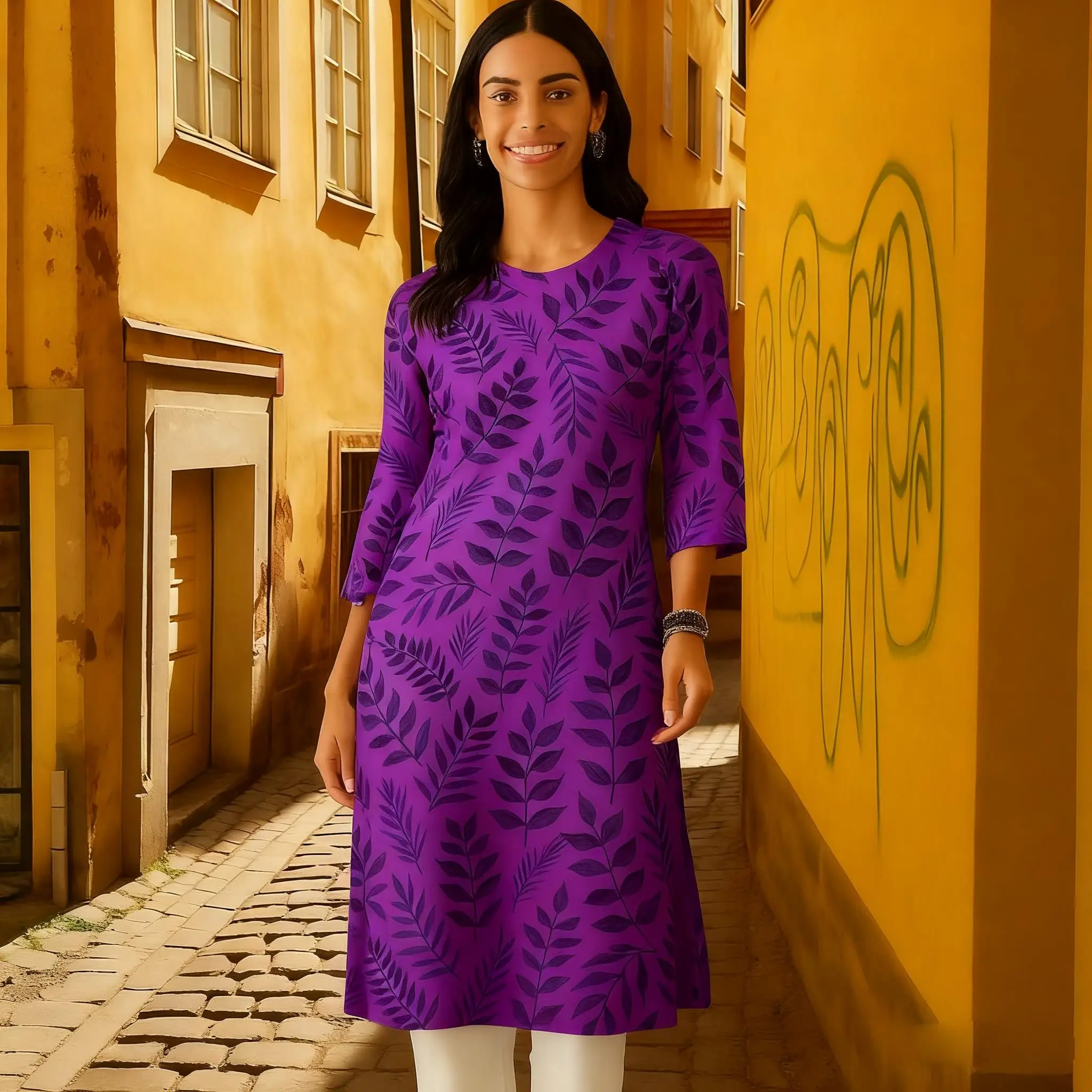 مسلم الزهور كورت عيد الميلاد المرأة عادية موضة فستان مريح 2026 شق هيم الفتيات فستان الصلاة Abito Donna Musulmana #4