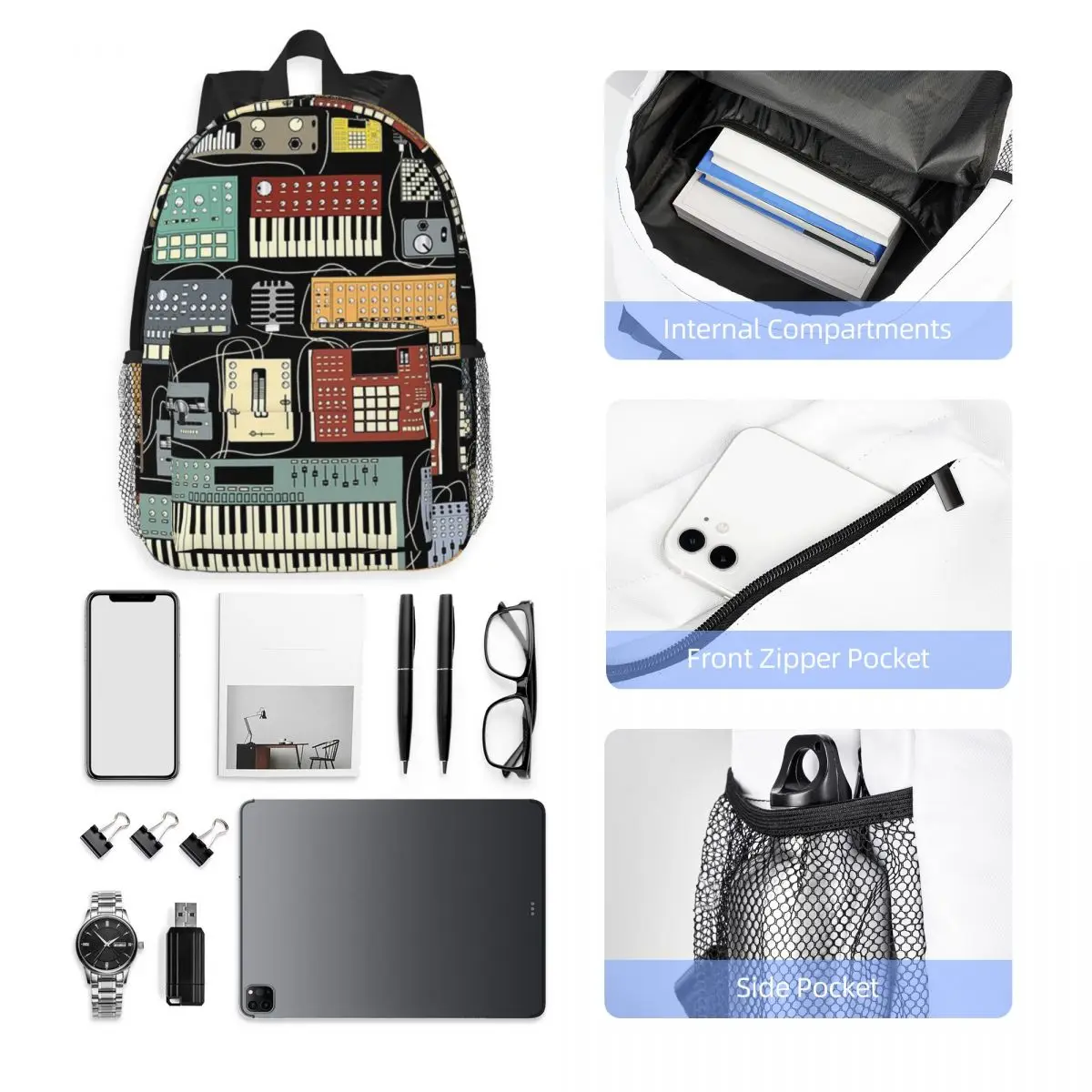 Electronic Musician Synthesizer And Drum Machine Dj Backpacks Teenager Bookbag Children School Bags Travel Rucksack Shoulder Bag