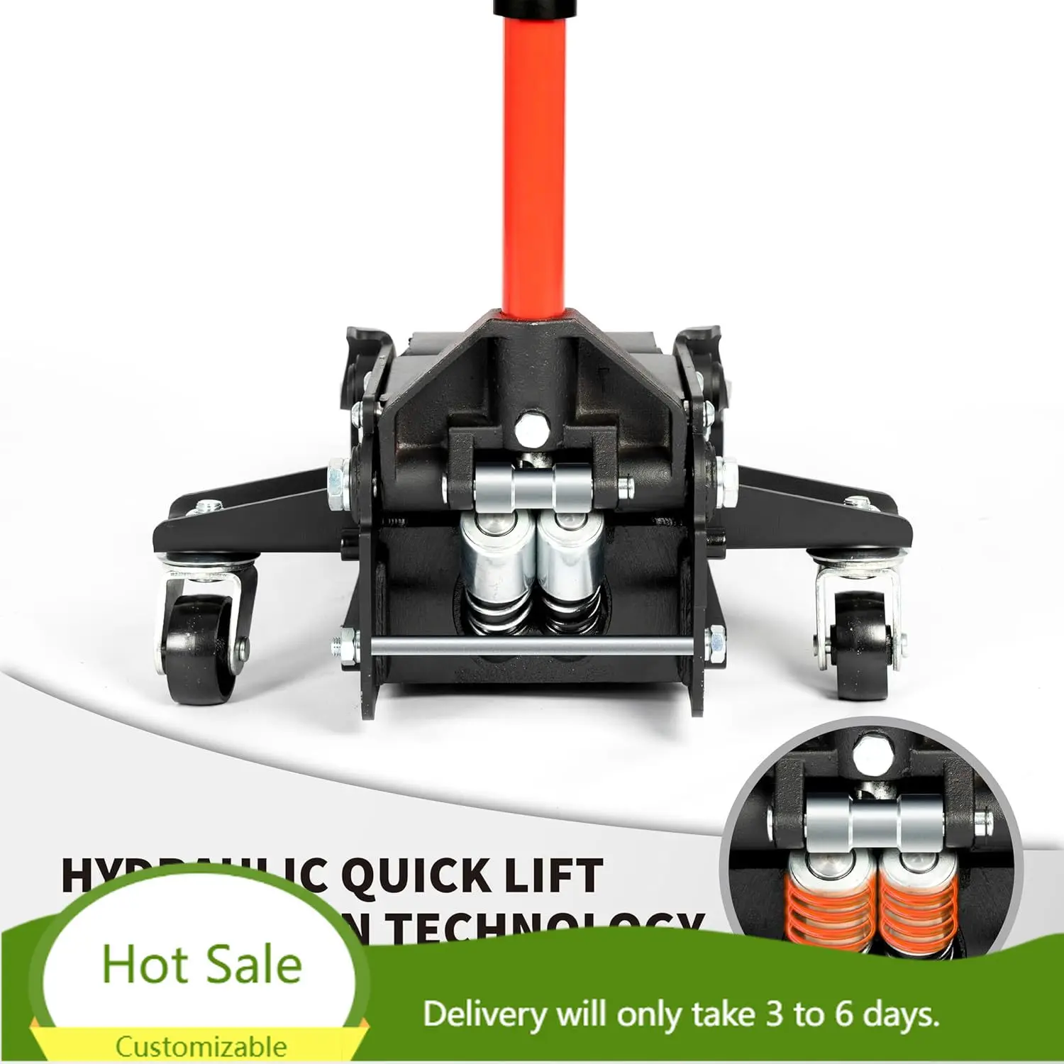 5-Ton (11000lbs) Low Profile Hydraulic Super Heavy-Duty Steel Floor Jack with Dual Pistons Quick Lift Pump