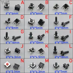 10Pcs/Lot 6*6mm Tact Switch Tactile Push Button Switch Kit Height: 4.3 5~13MM DIP 4P Micro Switch 6x6 Key Switch For Arduino