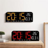 Large Digital Wall Clock Temperature and Date Week Display Night Mode Table Alarm Clock 12/24H Electronic LED Clock Timing Funcy