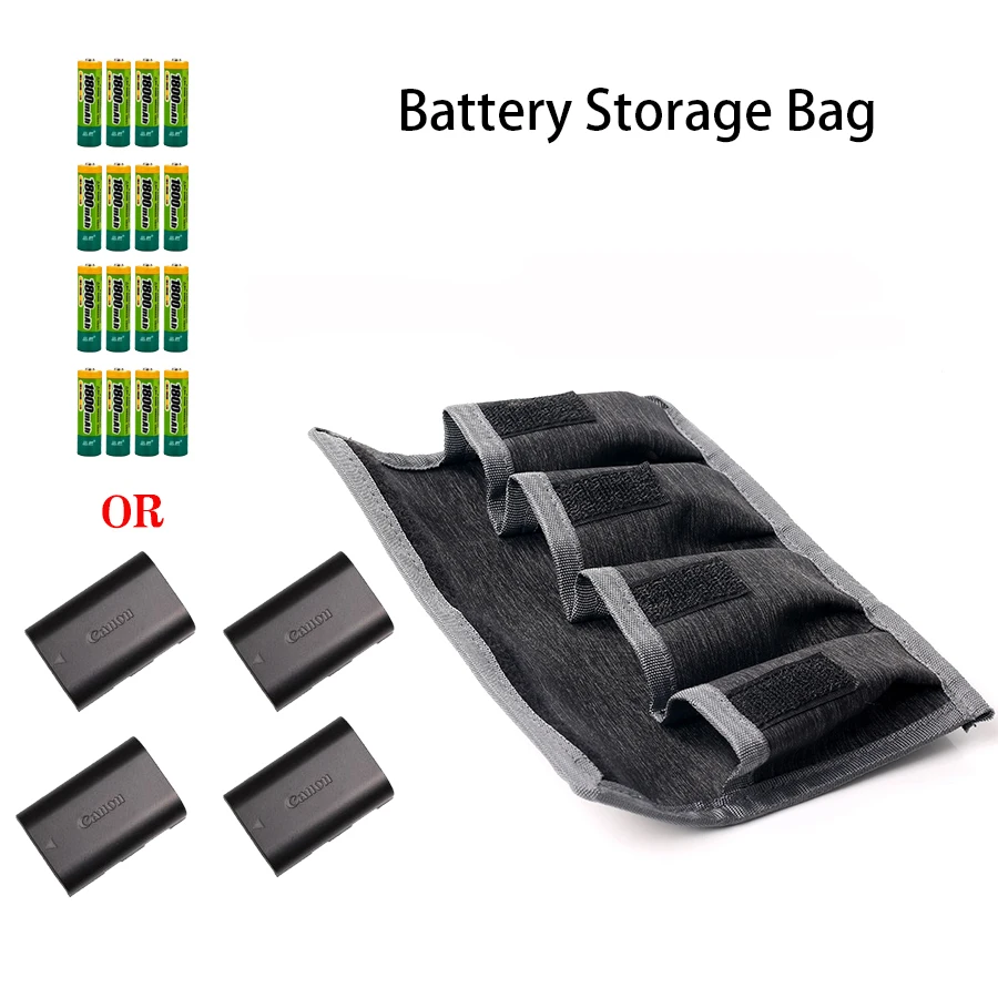 Nylon Battery bag Storage Pockets Pouch Waterproof with 4 Pouch For LP-E6/8/ NP-FW50 EN-EL14/15 FZ100 E12 E17 E10