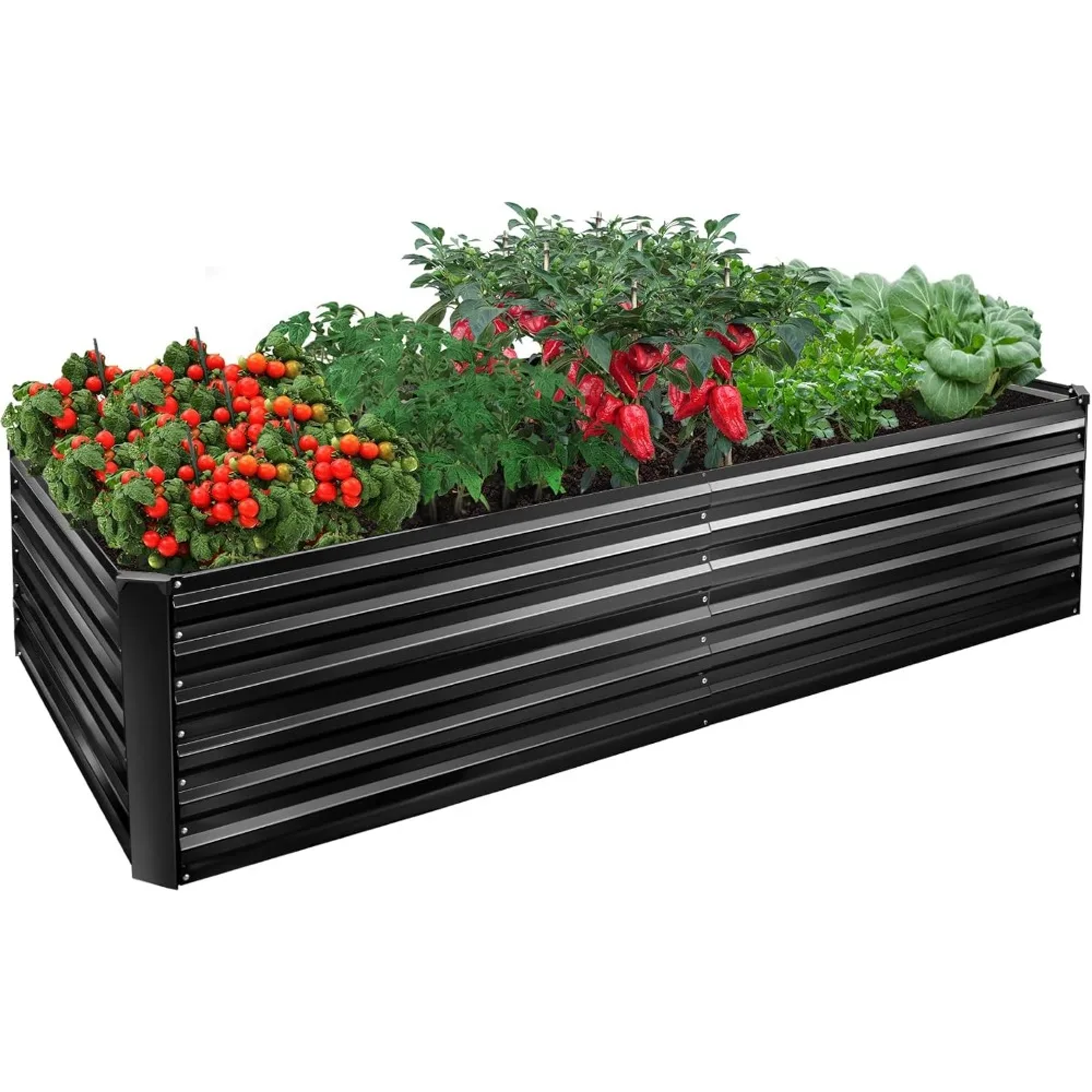 

Metal Raised Bed Garden Bed Kit, 8x4x2ft Tall Galvanized Planter Raised Garden Boxes Outdoor, Large Metal Raised Garden