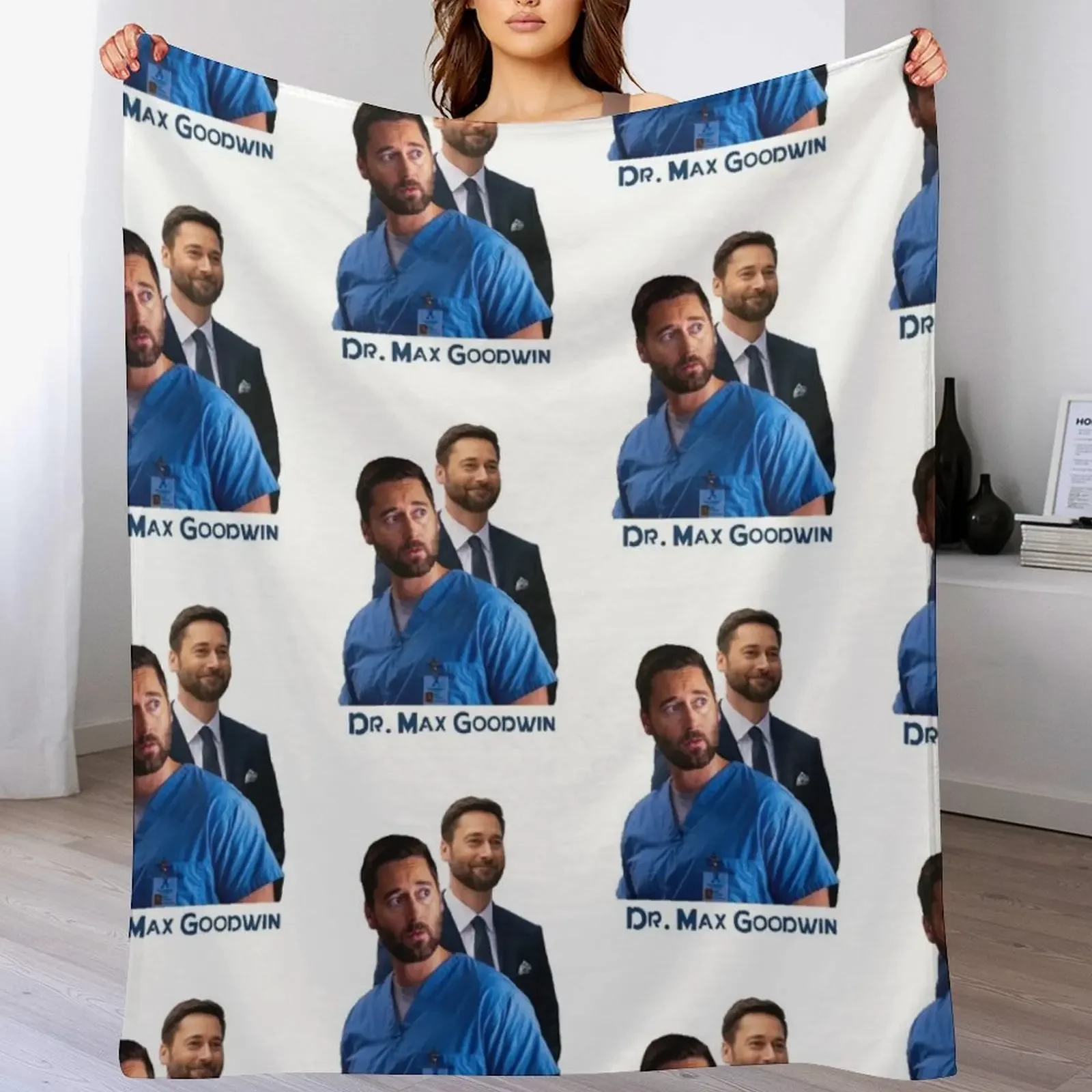 

New Amsterdam Tv Show Dr Max Goodwin Poster Throw Blanket Soft Plaid Vintage Luxury St valentine gift ideas Blankets