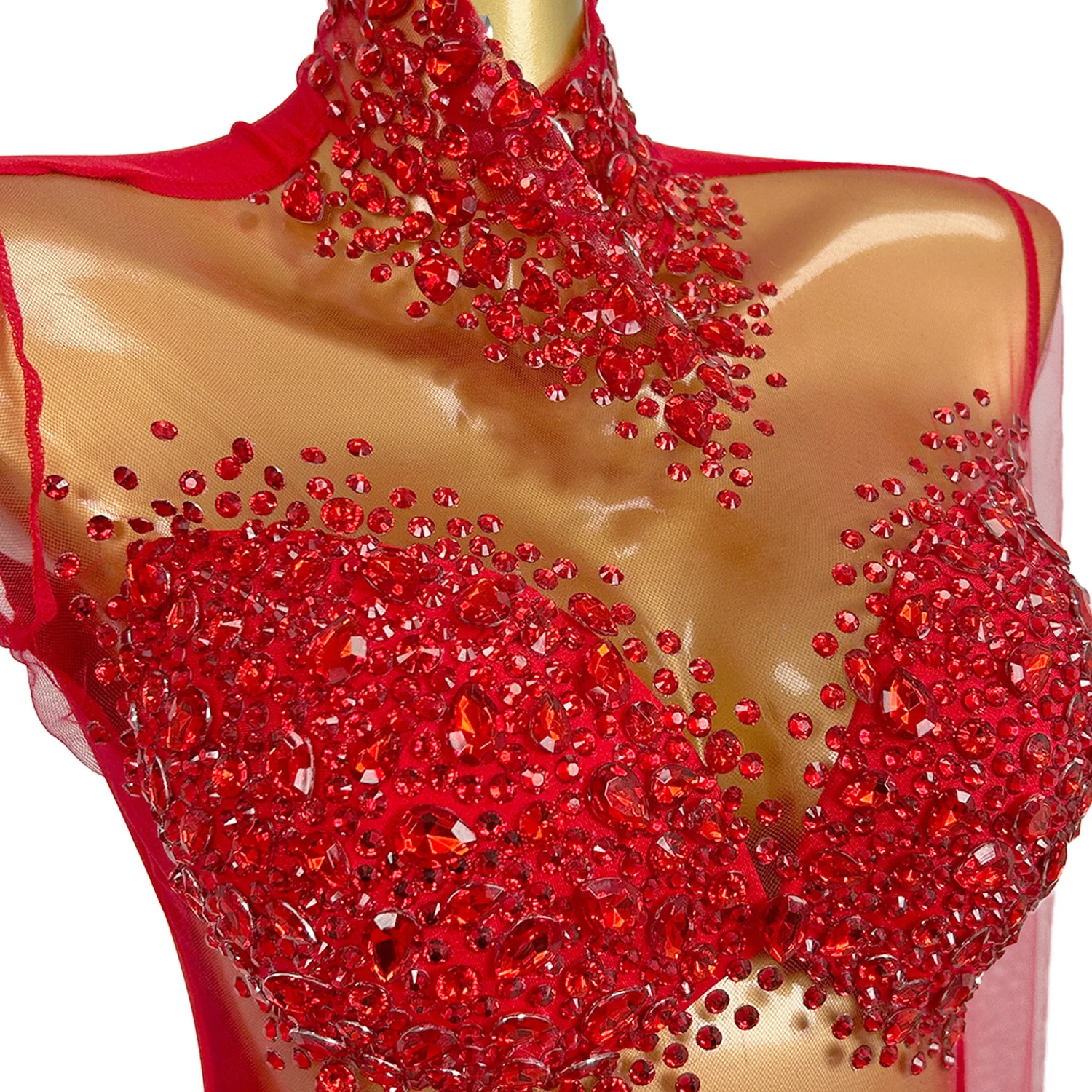 Sparkly Rhinestones Bodysuit Sexy Mesh Dance Costume Performance Leotard Women Nightclub Outfit Dancer Stage Wear Wangshazuan