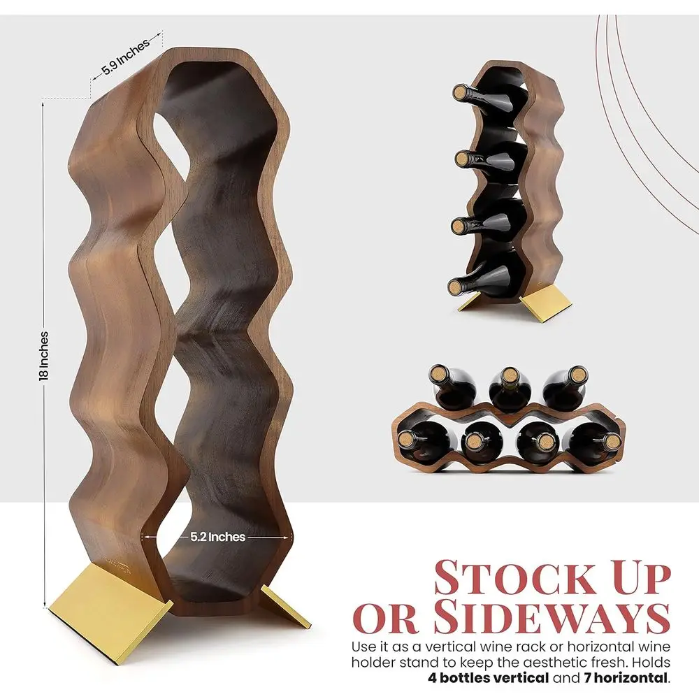 Acacia 2-Tier 7-Bottle Wine Rack for Home Bar, Kitchen, and Cellar Storage