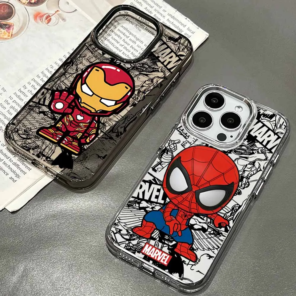 

Marvel Superhero Q Version Phone Case For Google Pixel 10 9A 9 8A 8 Pro XL Transparent Soft TPU Cover Creativity Shell