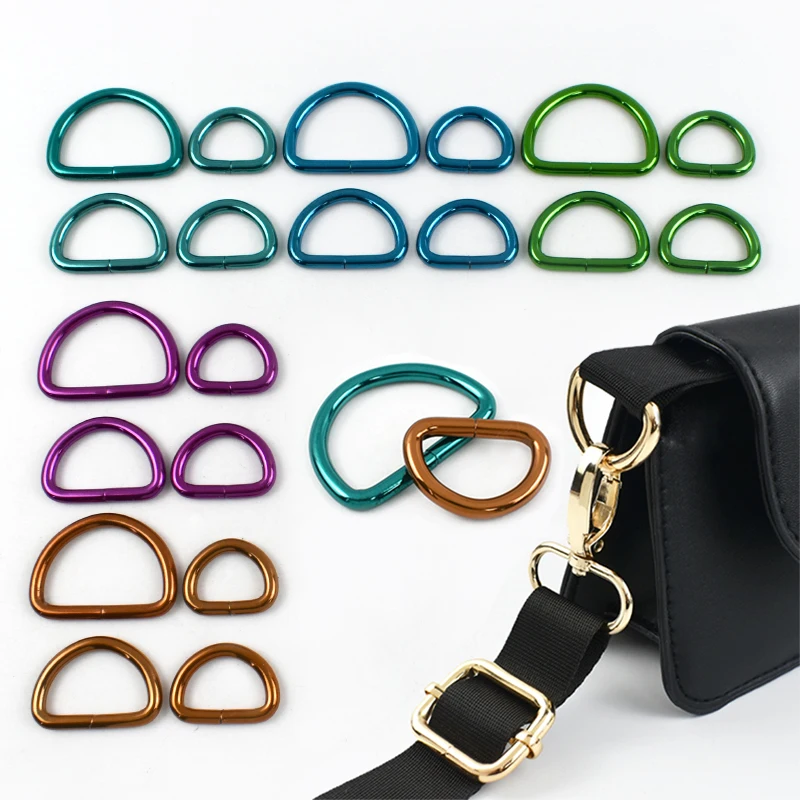 

4.7mm Thick Bag D Ring Fastener 5/10Pcs 20/25/32/38mm Backpack Strap Connecting Rings Metal Buckles Webbing Loop Clasp Accessory