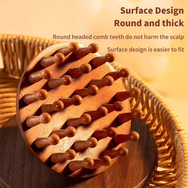 Circular Multi-Functional Wood Therapy Massage Comb Anti Static Scalp Massager Tooth Guasha Scraping Body Massager