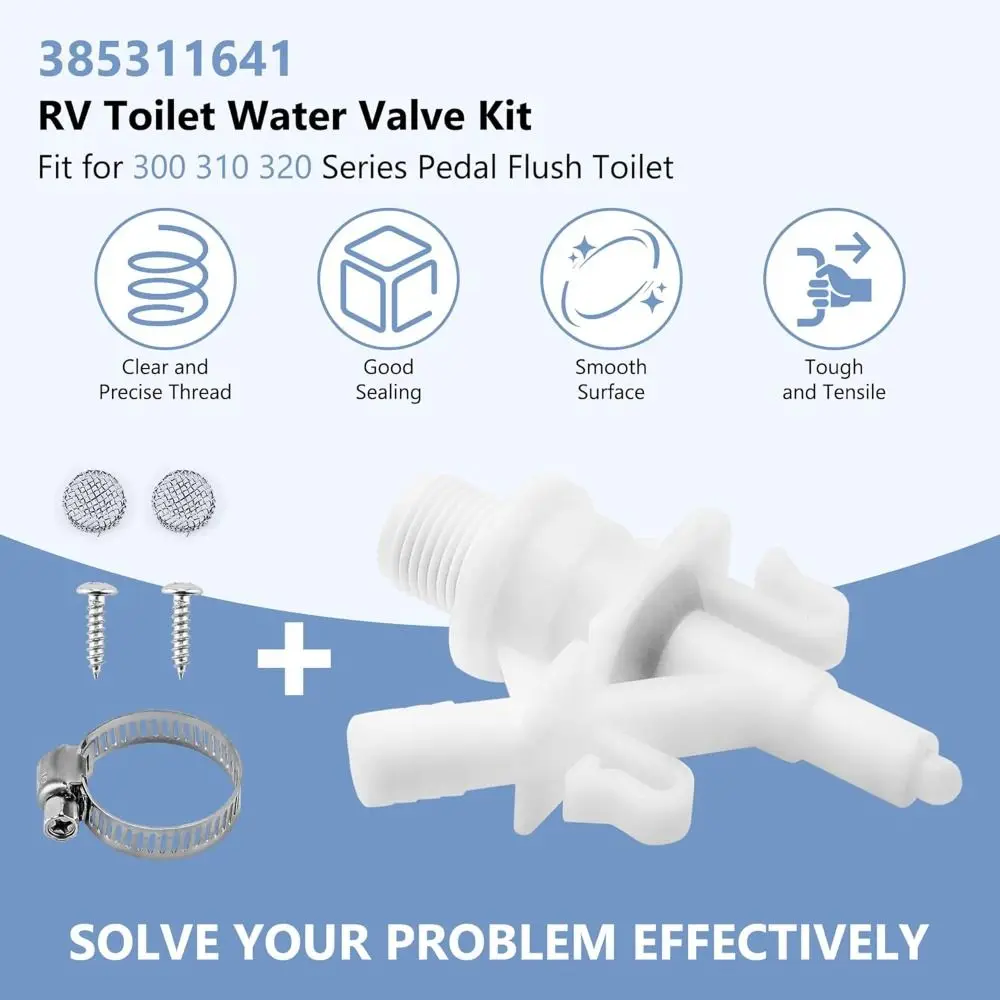 Stainless Steel RV toilet valve kit 385311641 DIY water valve kit Increased Freeze Resistance Spare Parts for 385311641/Dometic