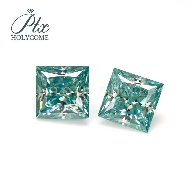 4x4-12x12mm  Aqua Blue GRA Loose Gemstones Cerficated VVS1 Brilliant Princess Cut Moissanite Supplier Factroy Wholesale Price