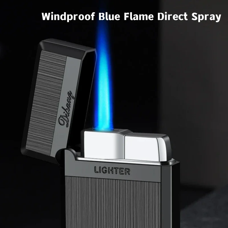 High end Classic Steel Sound Loudspeaker Inflatable Windproof Direct Blue Flame Lighter Business Gift Cigar Lighter