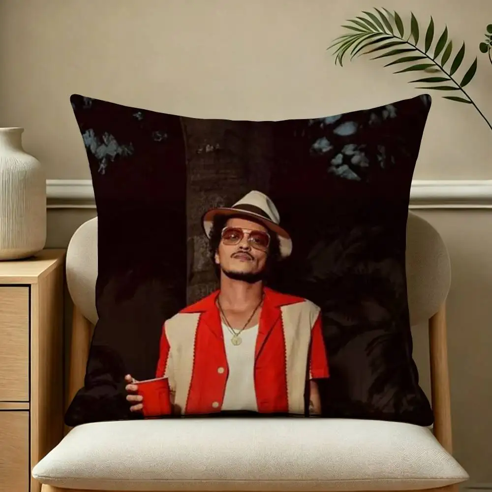 Popular Singer B-Bruno Mars Pillow Case Square Double-Sided Sofa Cushion Cover Bedroom Bedside Pillow
