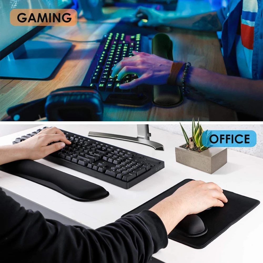 New Wrist Rest Mouse Pad Memory Foam Superfine Fibre Wrist Rest Pad Ergonomic Mousepad for Typist Office Gaming PC Laptop