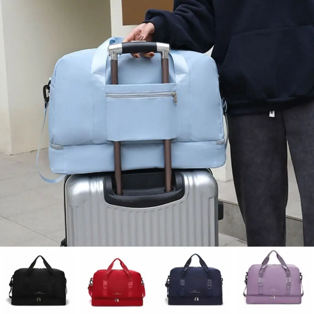 

Расширяемая дорожная спортивная сумка через плечо, большая вместительная женская сумка для фитнеса, прочная износостойкая дорожная сумка для багажа