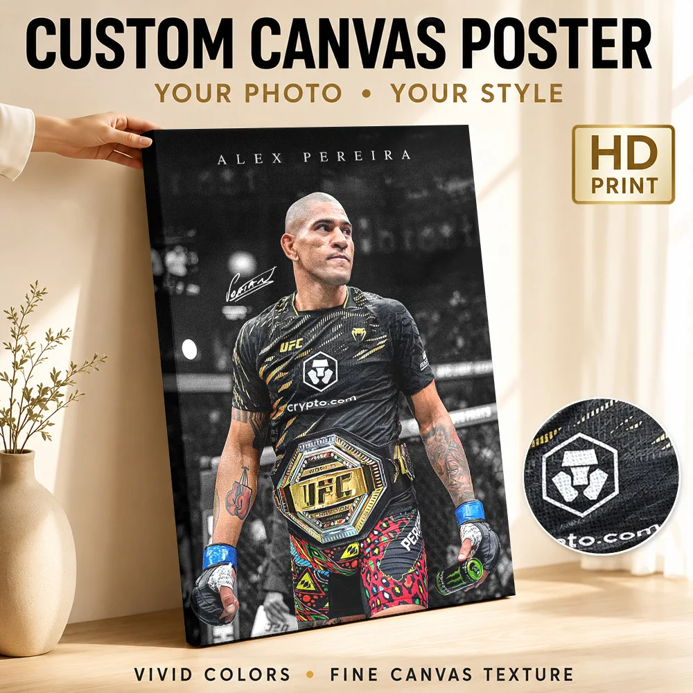 Alex Pereira MMA Champion Framed Canvas Poster Custom Sports Portrait Wall Paintings Decoration for Office Gift for Collectors