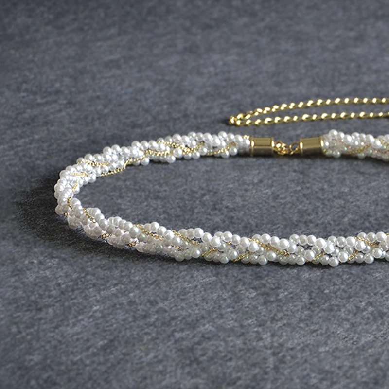 حزام لؤلؤ أنيق للنساء ، إبزيم مرن ، حزام كريستال ، سلسلة ، أنثى ، فتيات ، فستان ، خصر ، مصمم