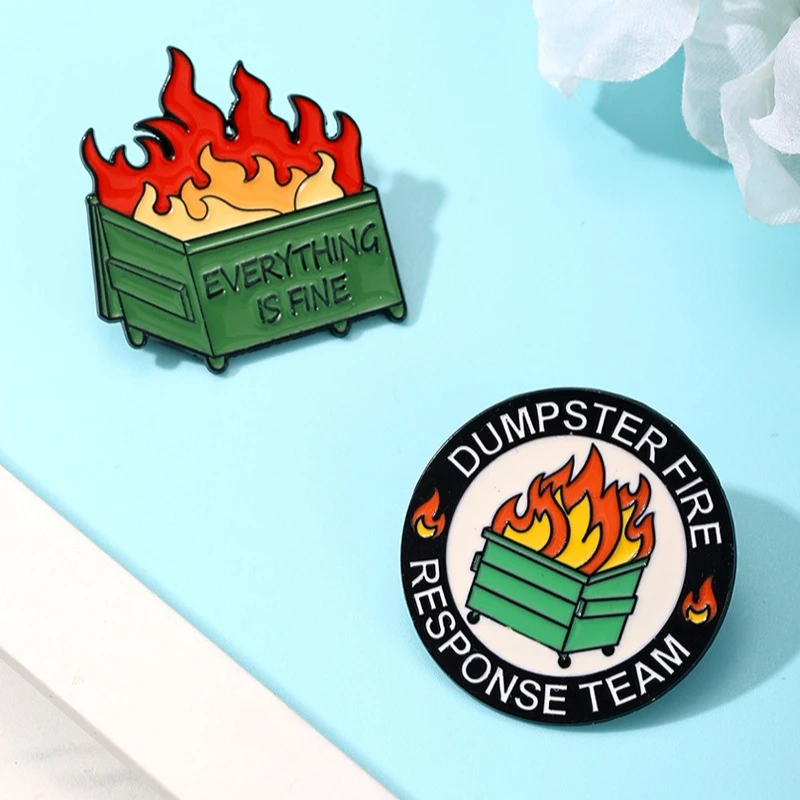 New Hot Sale Unisex Alloy Enamel Brooch Funny Trash Can Pin Badge for DIY Clothes Bags Shoes Hat Scarf T-shirt Jeans Decoration