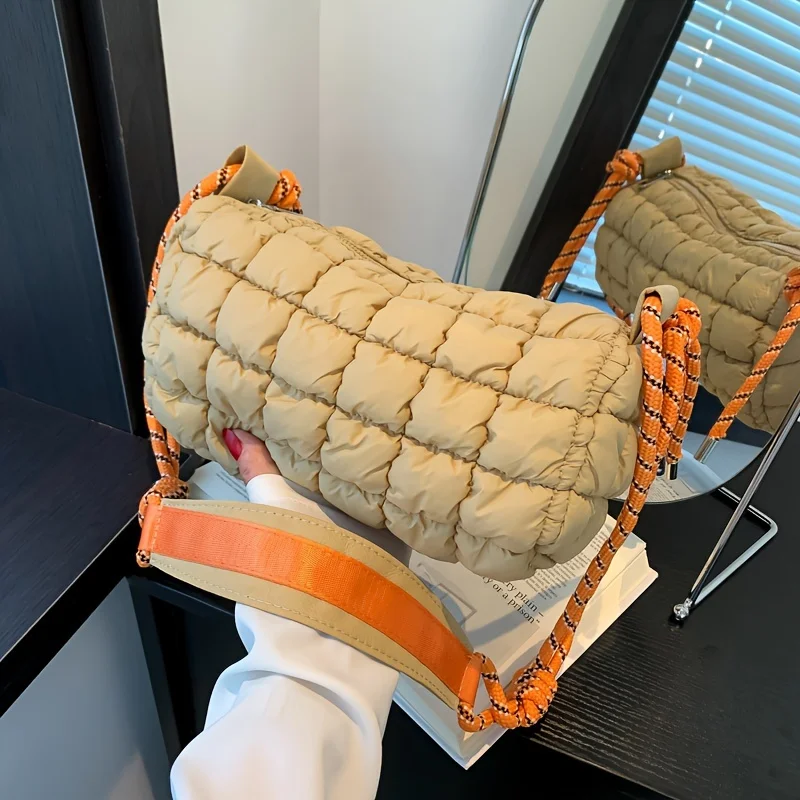 

Корейский стиль, плиссированная сумка на плечо, винтажная ткань Оксфорд, большая вместительная подушка, кошелек через плечо под мышками