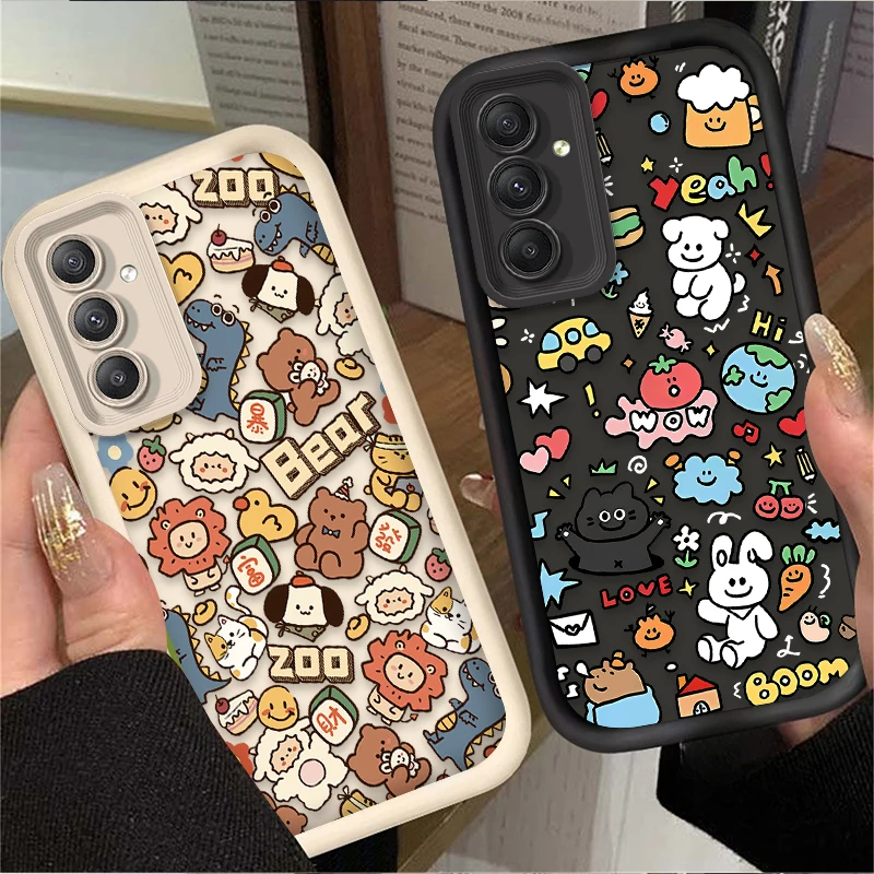 Lovely Animal Party Case for Samsung Galaxy S25 S24 S23 Ultra S22 S21 Plus FE 5G A54 A34 A14 A73 A53 A33 5G Soft Silicone Cover