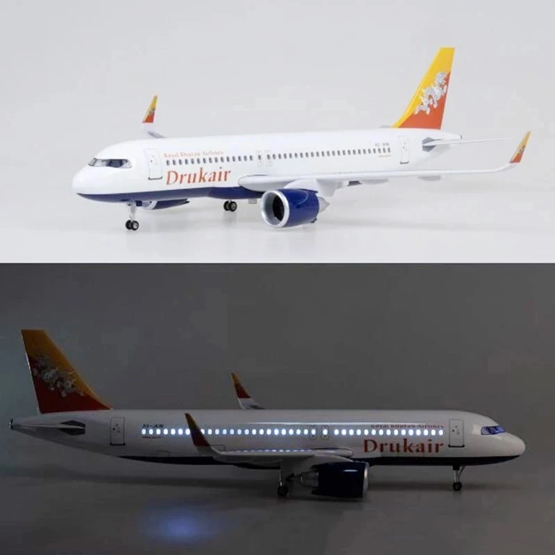 

47CM 1/80 Airplane 320NEO A320 NEO Air Bhutan Drukair Airlines Model Toy Light & Wheel Landing Gear Diecast Resin Plane Model